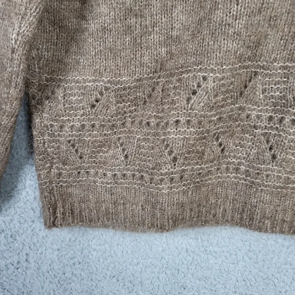 Sezane Charles Jumper Cardigan lace cuffs Sweater Brown Size S - Picture 6 of 13